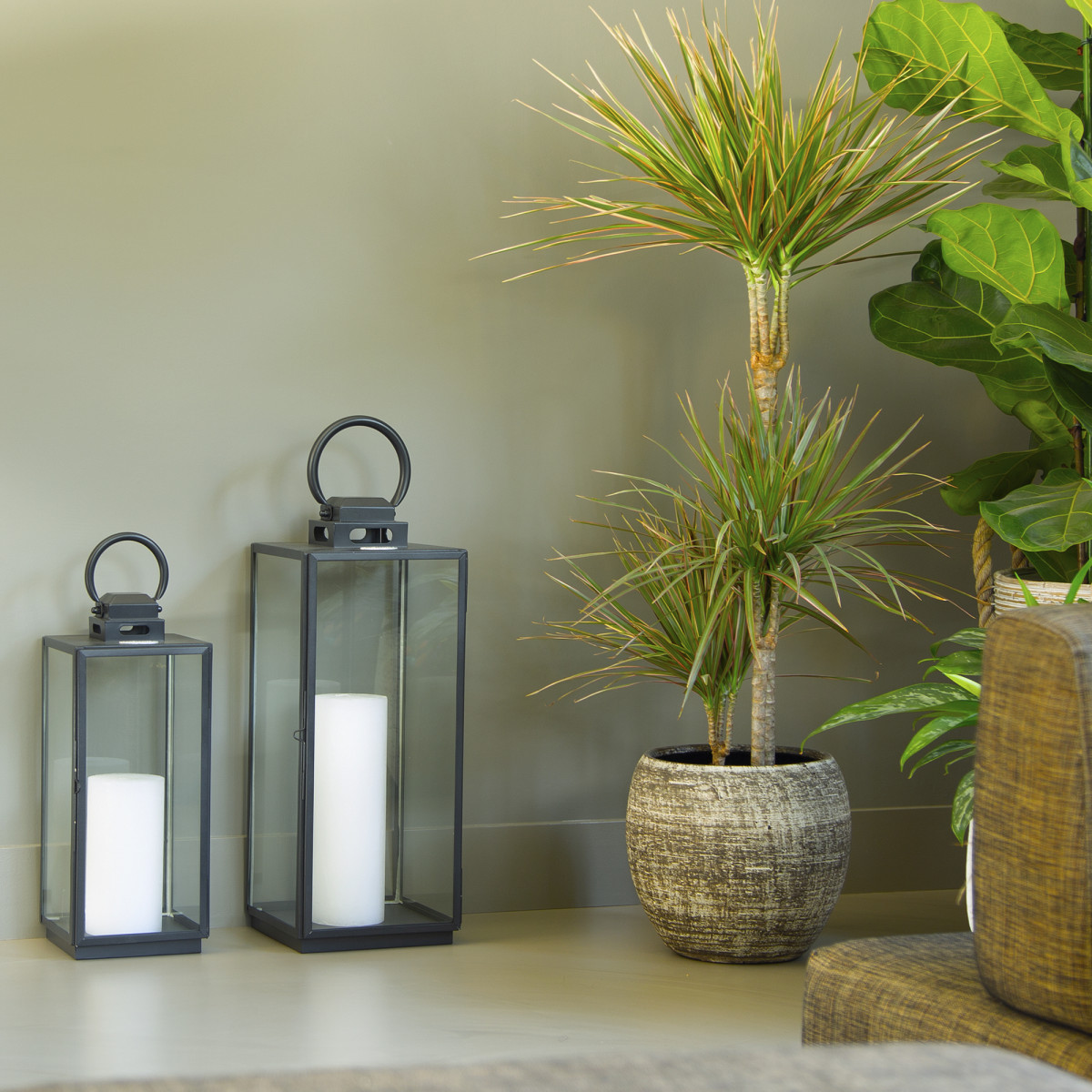 Stilvolles Windlicht Michigan S Schwarz - 2x Set