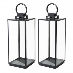 Stilvolles Windlicht Michigan L Schwarz - 2x Set