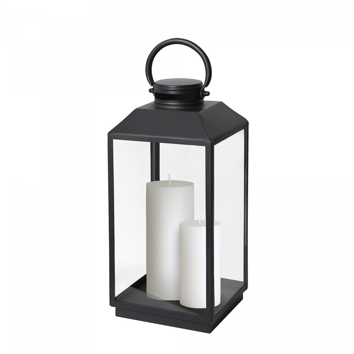 Stilvolles Windlicht Newport Schwarz - 1x M & 1x L Set