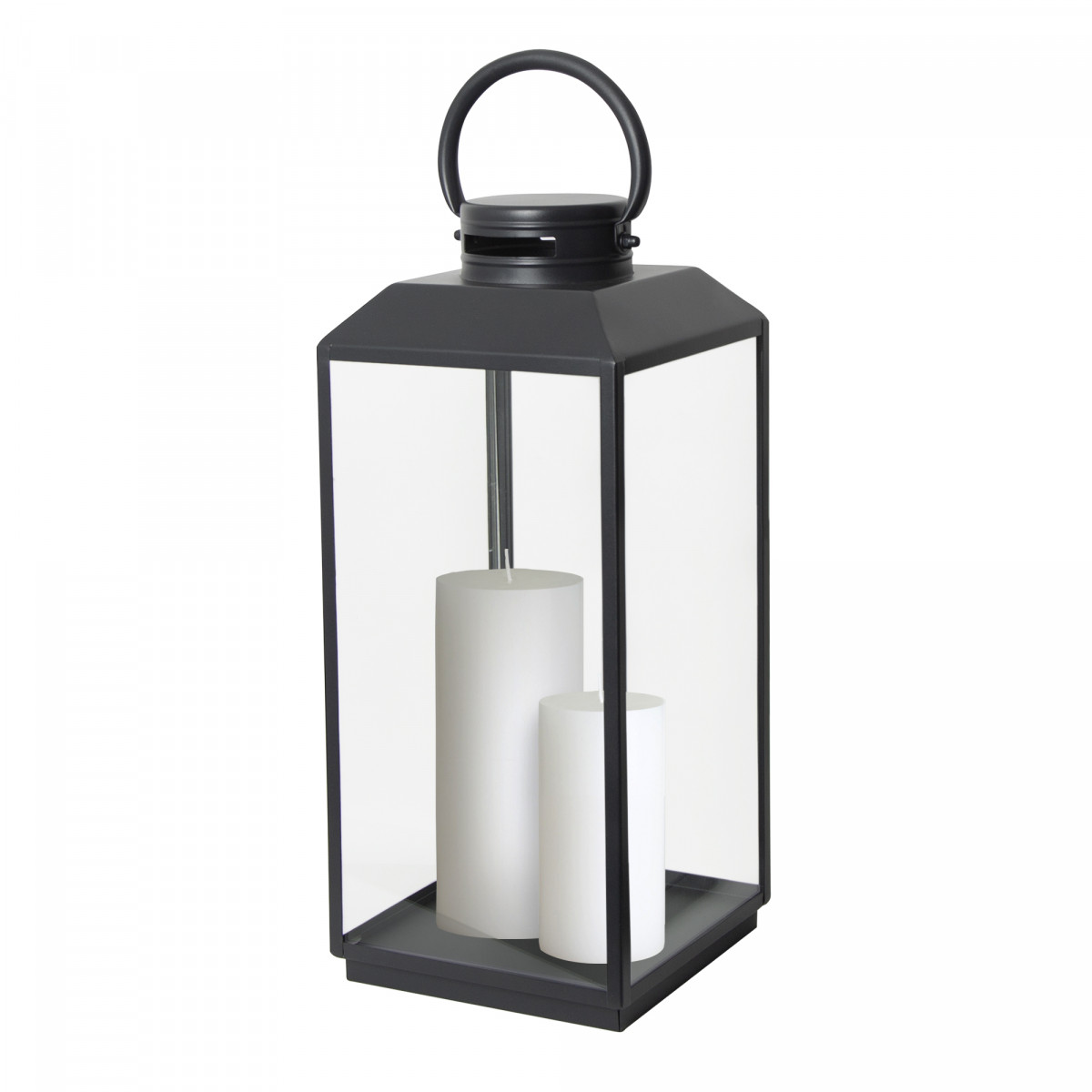 Stilvolles Windlicht Newport Schwarz - 1x M & 1x L Set