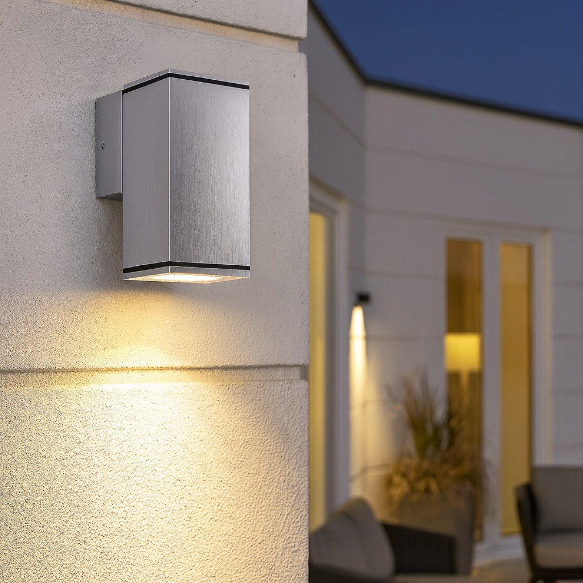 Kelvin Down Titan Wandleuchte Silber GU10 Außen IP54