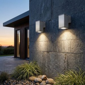 Kelvin Down Titan Wandleuchte Silber GU10 Außen IP54